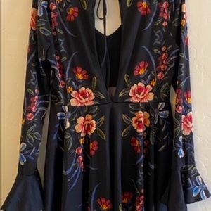 Free People Floral Black Dress Size Large